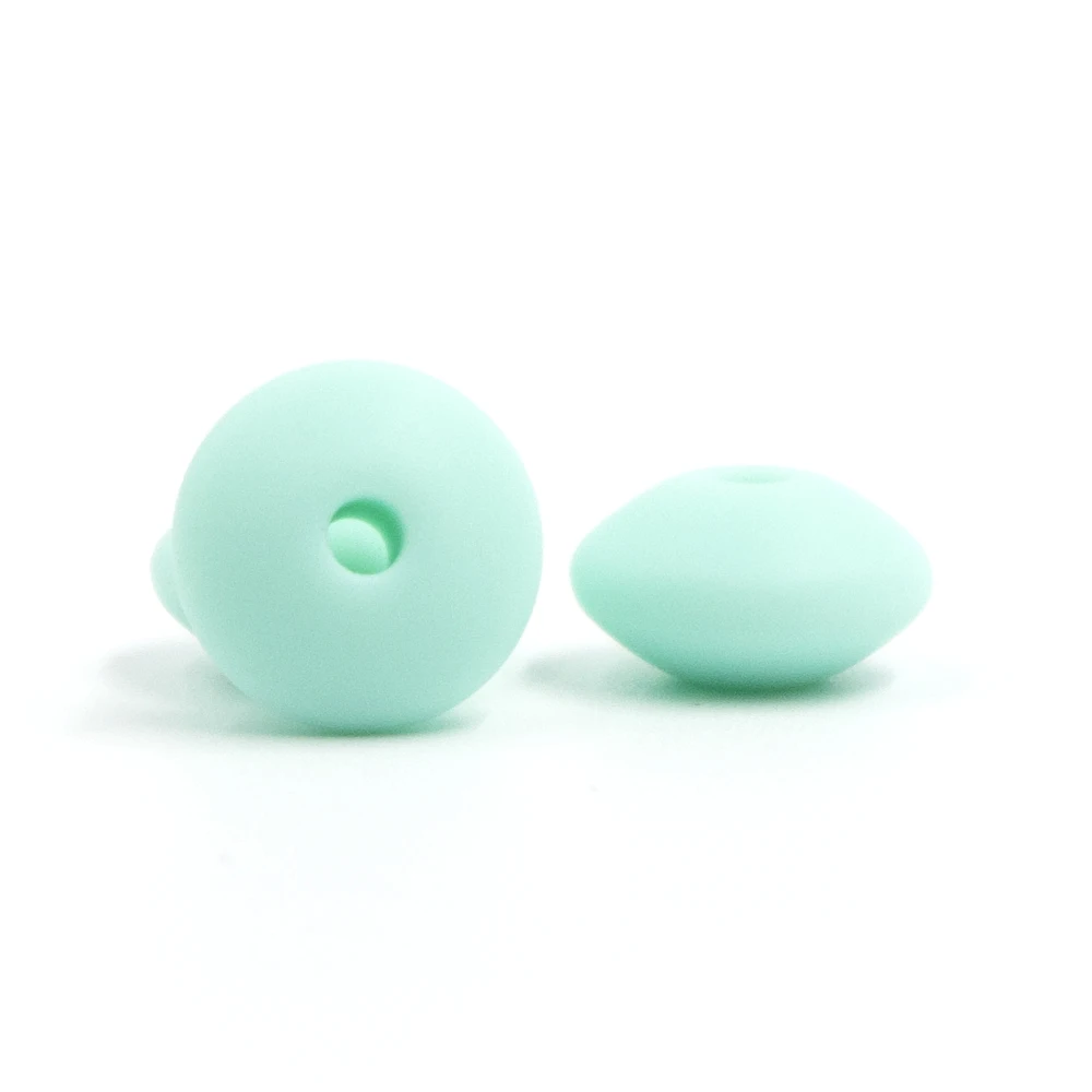 Blue Green 100 шт Прорезыватели для зубов жемчужные силиконовые бусины чечевица 12 мм без БФА, силиконовый Прорезыватель кулон при прорезывании зубов шарик уход за ребенком - Цвет: Blue Green