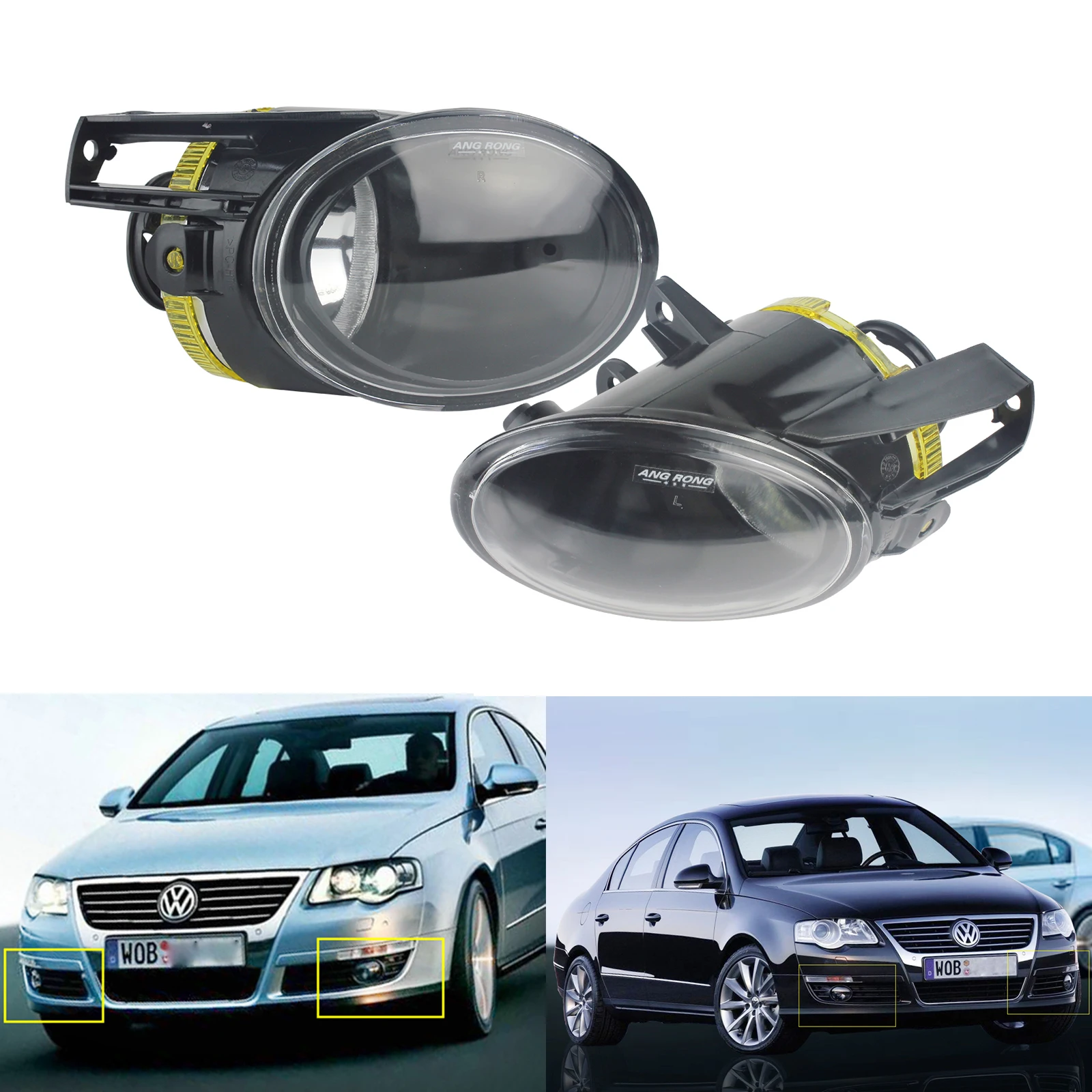 

ANGRONG Front Fog Light Lamps Pair Left & Right Without Bulbs For VW Passat 3C B6 2006-2010