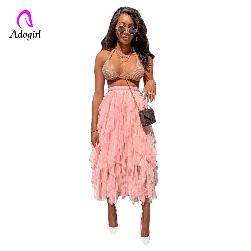 Женская фатиновая юбка-пачка со складками асимметричная эластичная длинная юбка