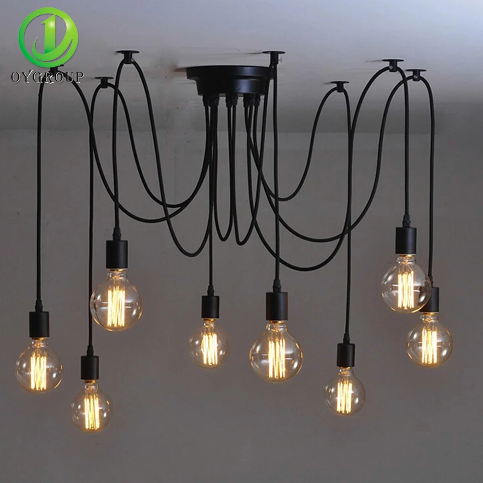 OYGROUP Vintage Loft Spider Chandeliers Nordic Ceiling Lamps 6/8/10/12/14 Heads DIY Home Decoration Lighting Adjustable Lights | Лампы и