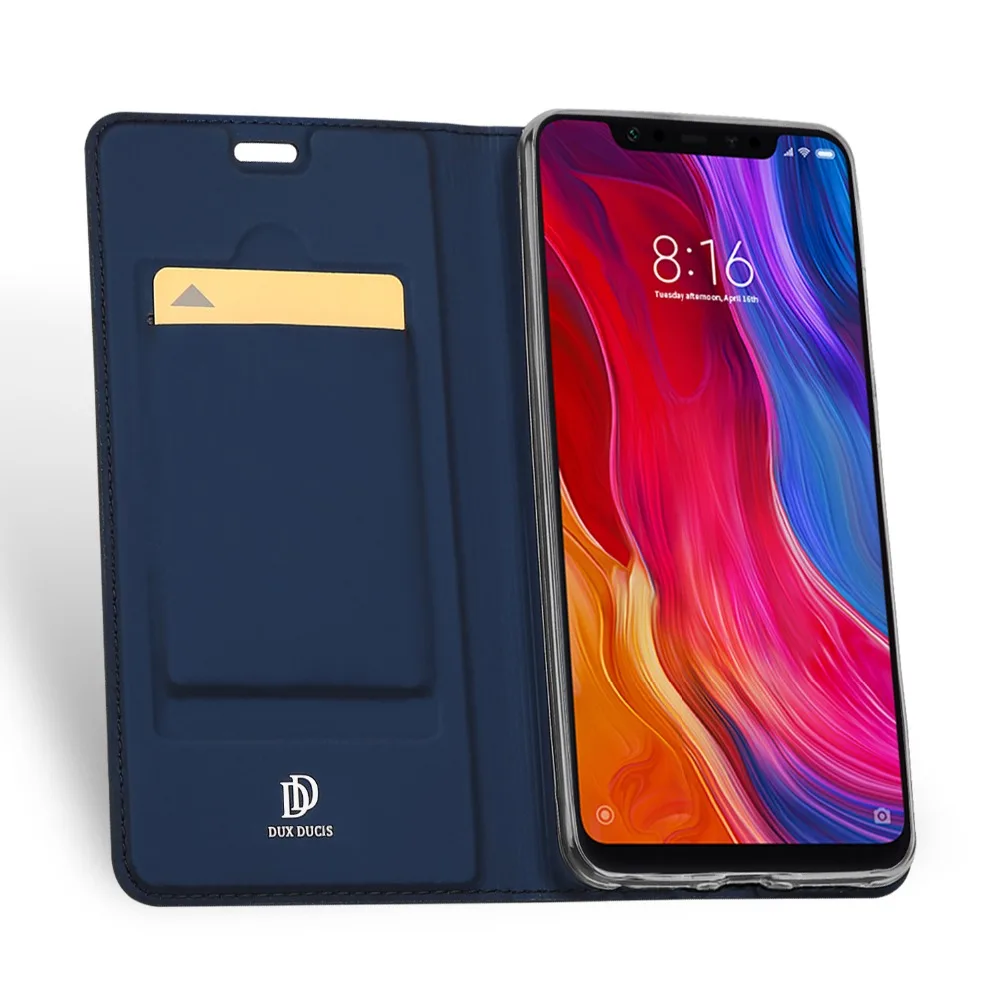 Стеклянная пленка подарок) DUX DUCIS роскошный Флип PU кожаный чехол для Xiaomi Mi8 кошелек