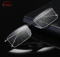scober titanium alloy business elite intelligence progressive multifocal commercial reading glasses bifocal 1 1 5 to 4