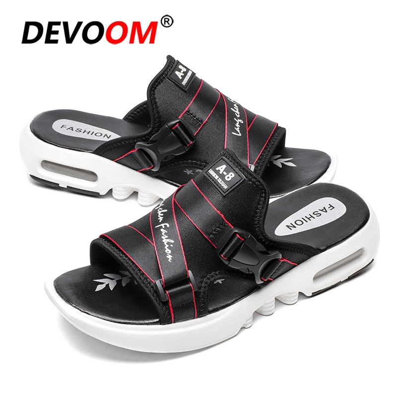 Тапки мужские с воздушной подушкой летняя пляжная обувь для океана модные черные