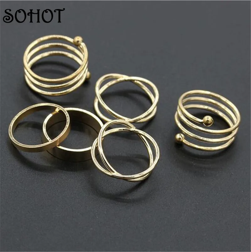 Женский набор колец в стиле стимпанк SOHOT вечерние ювелирные украшения золотого и