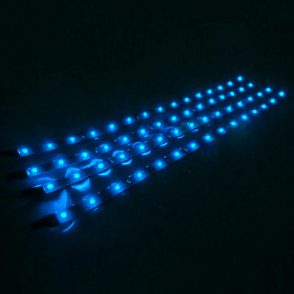 Blue 2 шт. светодиодный SMD3528 водонепроницаемый гибкий 30 см красный зеленый синий белый теплый белый супер яркий автомобиль Стайлинг Декор наклейки на лампу - Испускаемый цвет: Blue