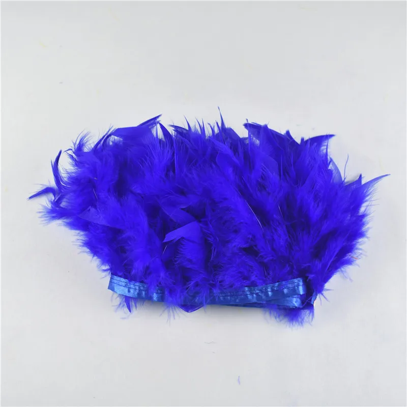 Royal Blue 2 yards10-15 см, 4-6 дюймов, окрашенная кожа, цвет шампанского, Индюшата, перьев в полоску, отделка перьями, юбка, тонкий Свадебный декор - Цвет: Royal Blue