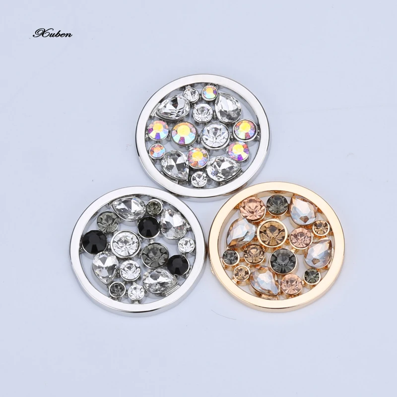 1 шт 33 мм Монета продажа стиль ручной работы кристалл серебро розовое золото 35 мои