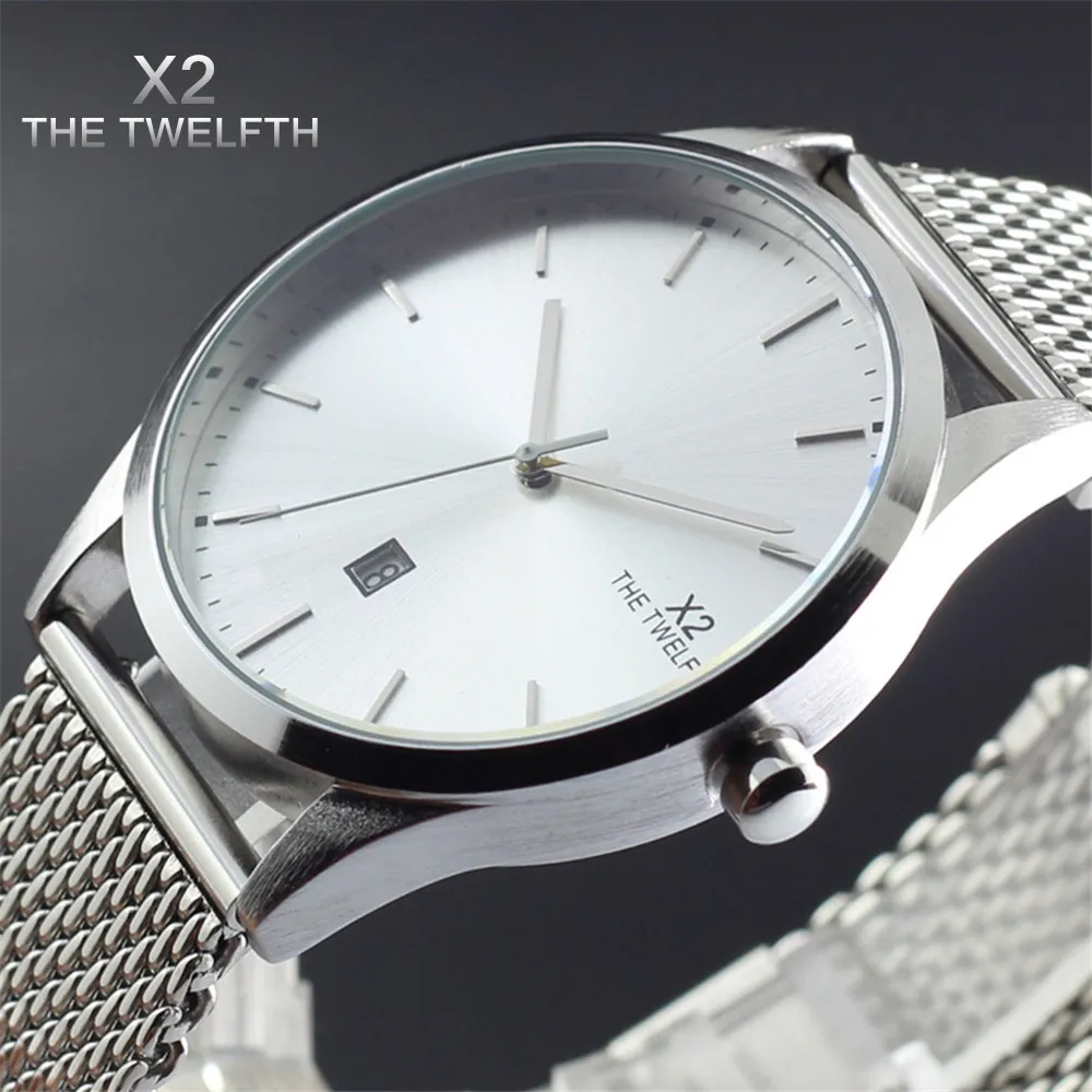 

Fashion casual brand X2 THE TWELFTH Wrist Watches stainless steel male clock waterproof quartz watch men sports watches