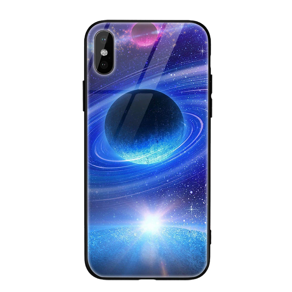 Style 2 Стеклянный чехол для телефона для iPhone 11 X XS Max XS Звездный Космический Чехол чехол для iPhone 8 7 6 6s Plus X противоударный чехол силиконовый чехол - Цвет: Style 2