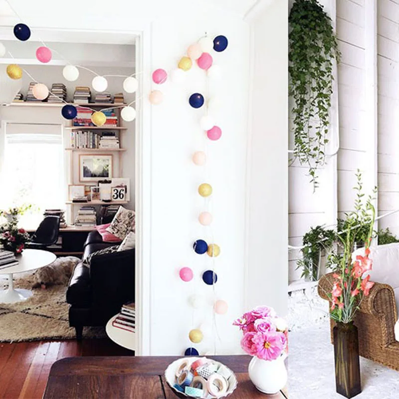 AC 35 ватные шары с подсветкой рождественские сказочные струнные светильники