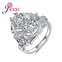 new sparkly white cubic zircon jewelry fashion women hollow finger ring 925 sterling silver crystal bijoux female anel