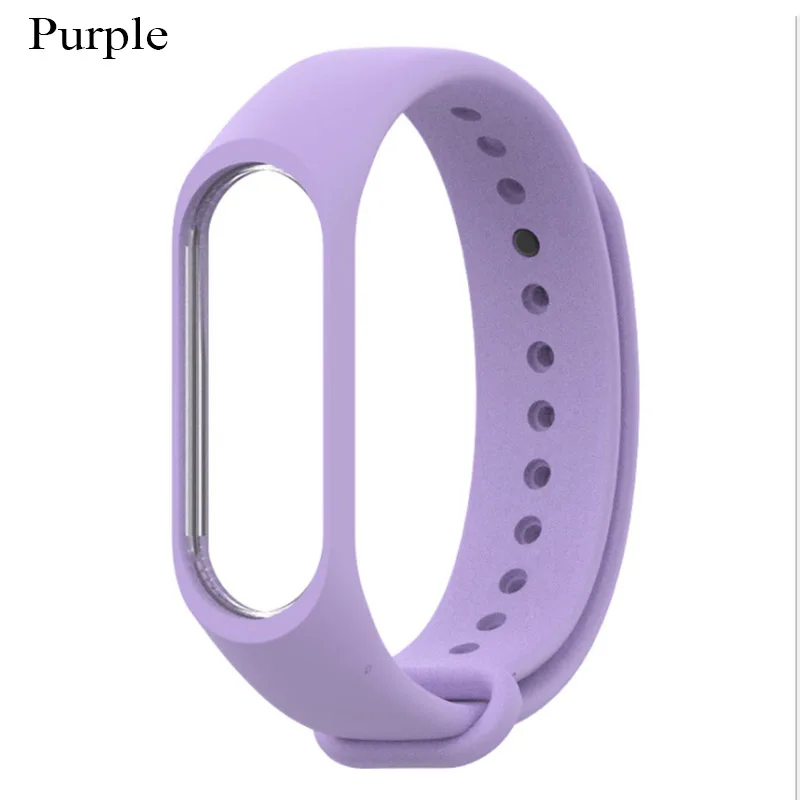 Purple Mi band 3 ремешок pulsera удобный силиконовый mi 3 ремешок на запястье для mi Band 3 пульсометр смарт-браслет - Цвет: Purple