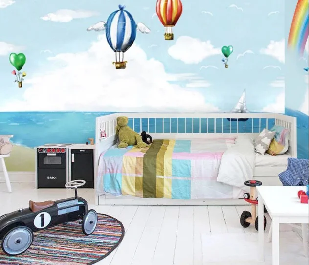 3D Мультяшные Обои Синий океан детская простота для детской комнаты ткань стен