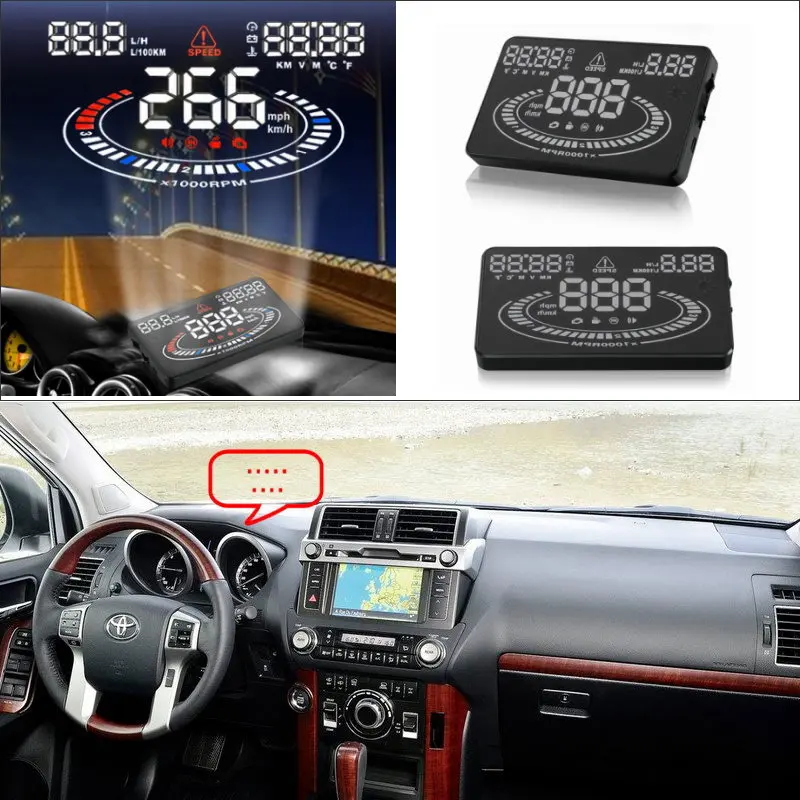 Car HUD Head Up Display For Toyota Land Cruiser Prado J90 J120 J150 AUTO OBD Driving Screen Projector Refkecting Windshield