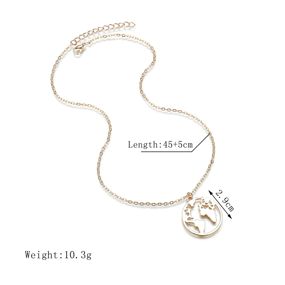 

Popular accessories Europe and America hollow world map necklace female pendant necklace jewelry