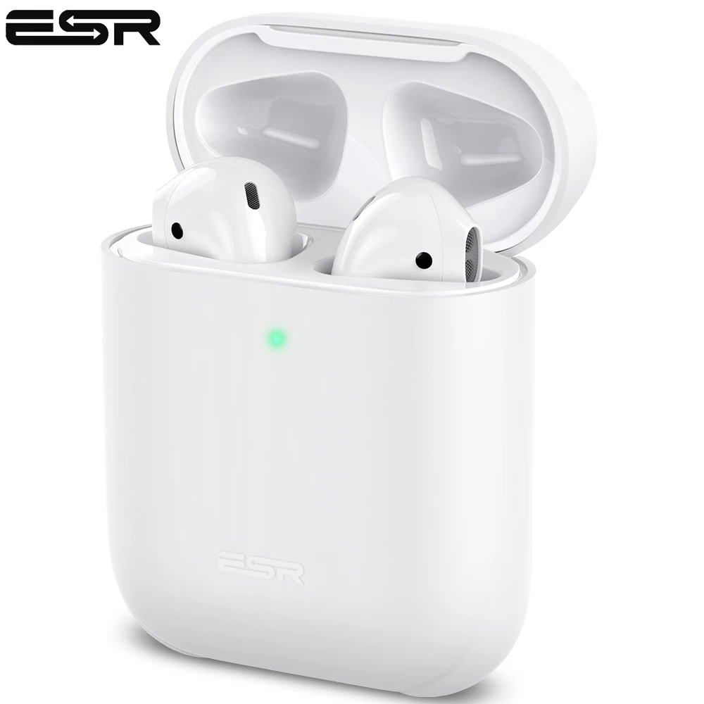 ESR ультратонкий кожаный чехол для AirPods, чехол для зарядки, Тонкий силиконовый чехол для AirPods 2, видимый передний светодиодный противоударный чехол