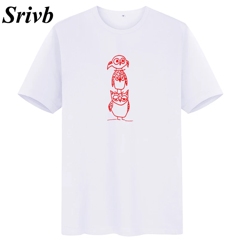 Женская хлопковая Футболка с рисунком Совы Srivb Повседневная Свободная футболка
