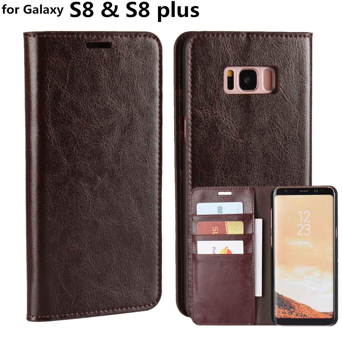 

Deluxe Wallet Case For Samsung Galaxy S8 Plus premium leather Case Flip Cover Phone Bags for Galaxy S8 5.8" & 6.2"