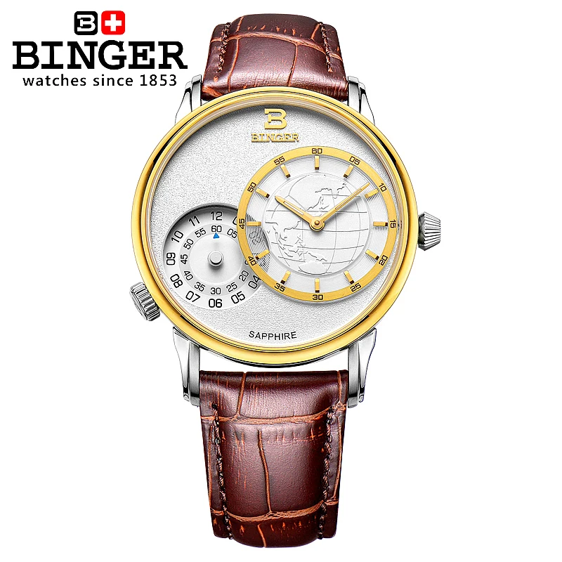 Часы мужские кварцевые с двойным циферблатом роскошные брендовые золотистые