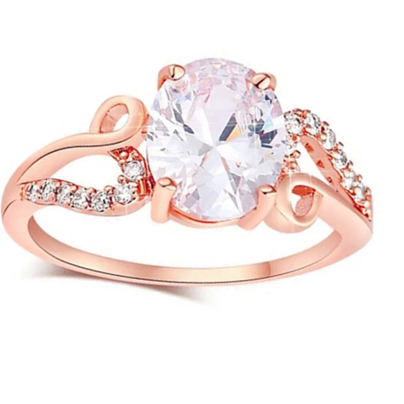 Новое кольцо из розового золота новые простые циркониевые опаловые серебряные