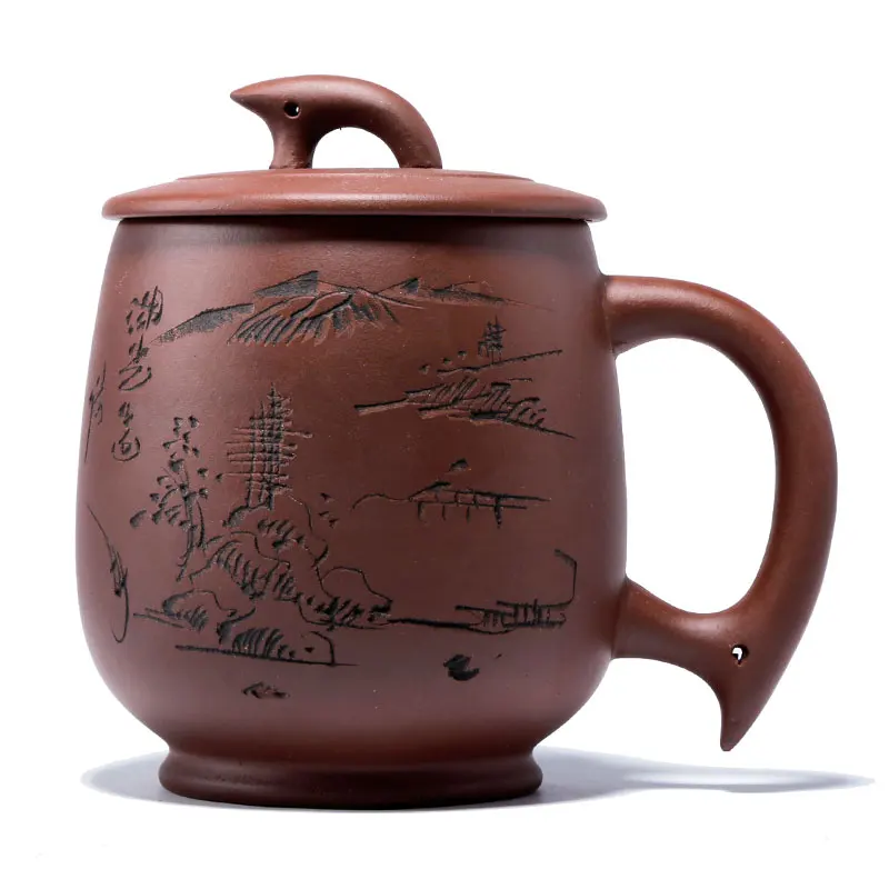 Лидер продаж! 480 мл Аутентичные из фиолетовой глины под Чай чашки с крышкой в