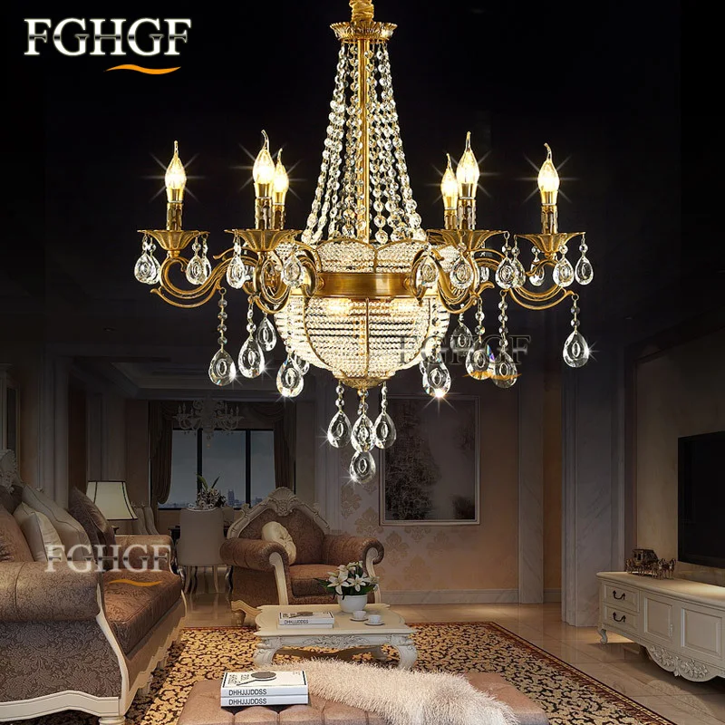 Modern Crystal Chandelier Light luminaria Luxury Chandeliers Lamp Suspended Lustres Bronze Color for living room | Освещение