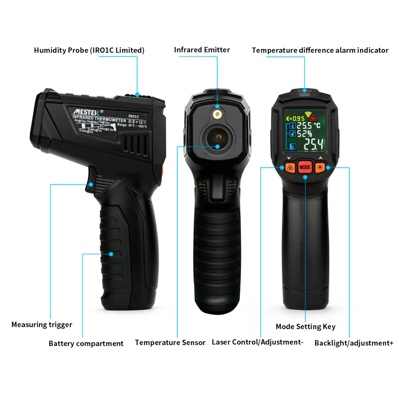 IR01 Digitale Thermometer Meter Infrarood Hygrometer Temperatuur Pyrometer | Инструменты
