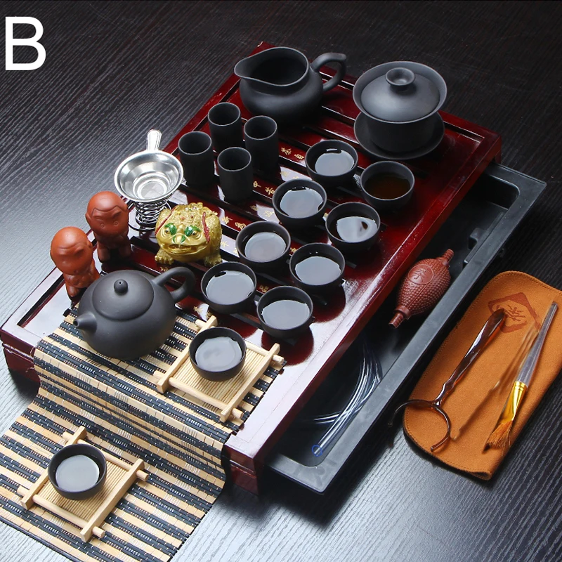 Чайный набор из 32 предметов керамической фиолетовой глины чайник кунг фу инфузор