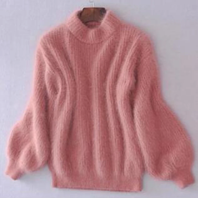 Новинка Женский мохеровый длинный свитер водолазка пуловеры женский теплый