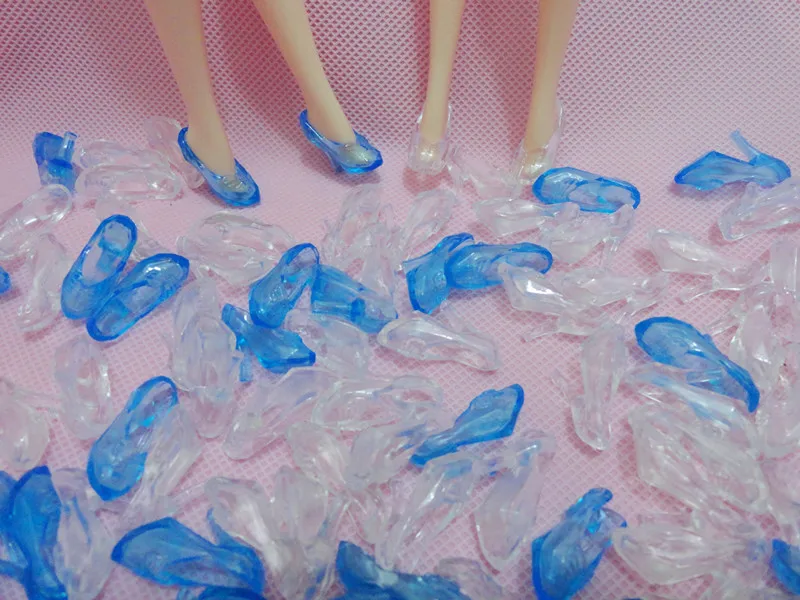 Игрушки AILAIKI 100 пар/лот красивые кристально прозрачные туфли для кукол Барби