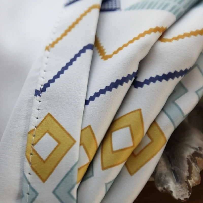 cloth curtain Пасторальные геометрические шторы для спальни свадебной Комнаты Простые современные теплоизоляционные французские оконные панели wp089C - Цвет: cloth curtain