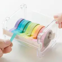 Practical Transparent Plastic Adhesive Tape Dispenser Office Desktop Tape Holder With Tape Cutter