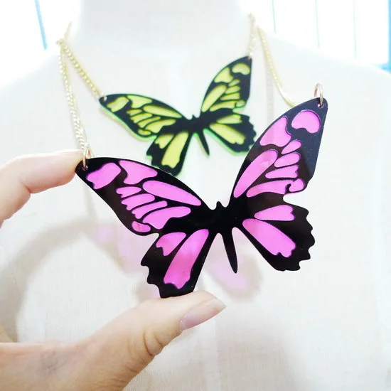 2018 New Fashion Geometric Acrylic Butterfly Creative Pendant necklace Punk Night Club Neo-Gothic Animal Necklace | Украшения и