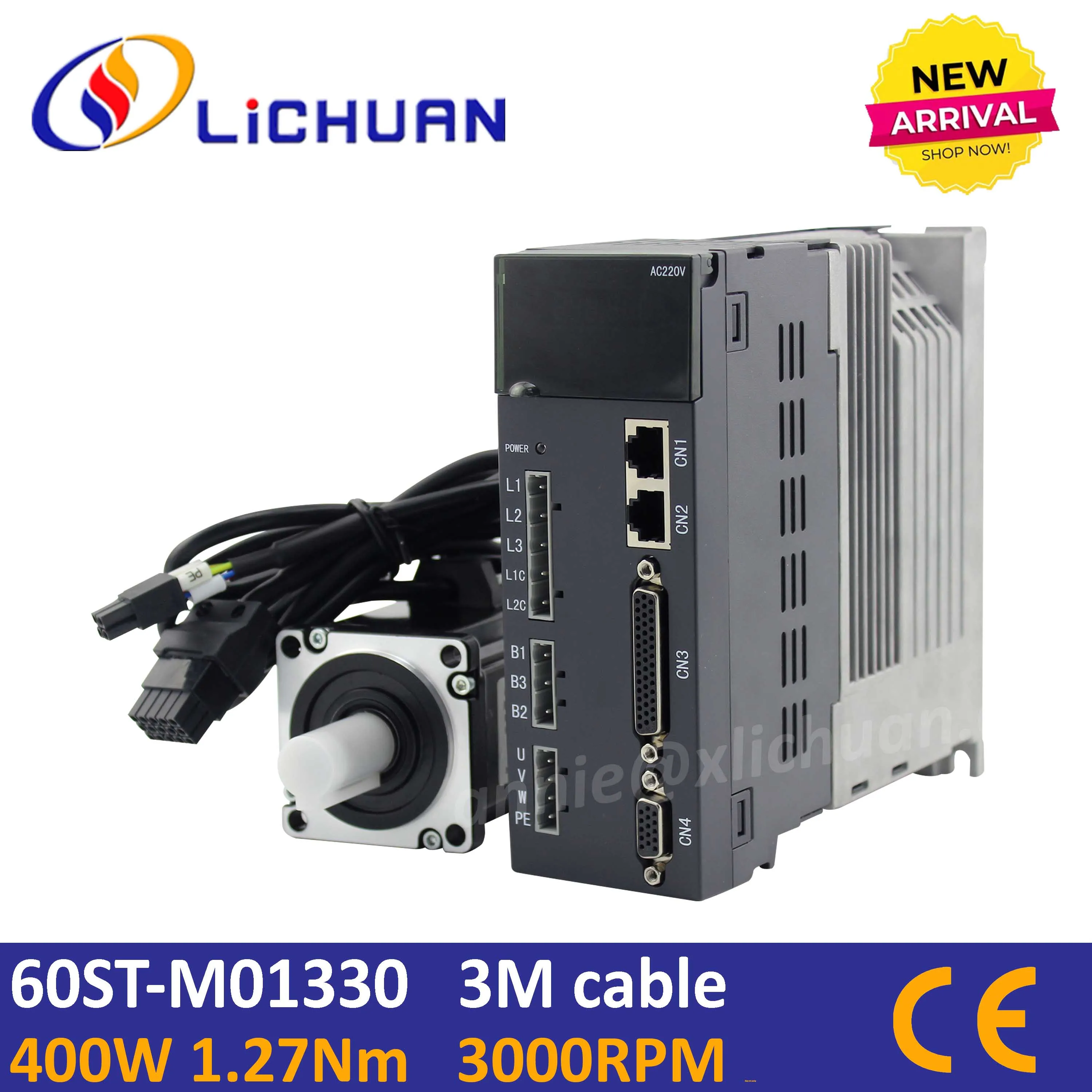 Lichuan 400 Вт серводвигатель с набором драйвера 60st-01330 серводвигатель переменного тока AC220V 3000 об/мин Серводвигатель переменного тока с ЧПУ для комплект серводвигателя для станков с ЧПУ