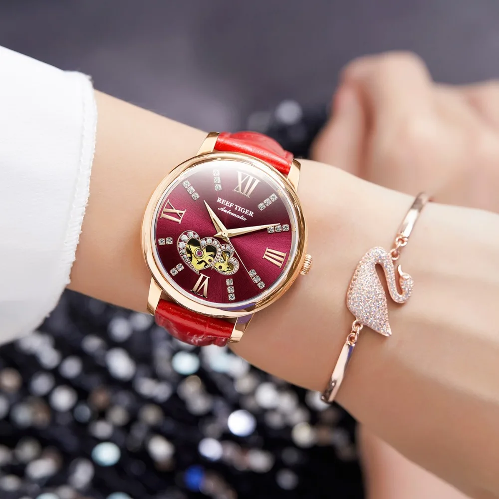 Reef Tiger/RT лучший бренд роскошные женские часы Reloj Mujer женские модные автоматические механические часы Relogio Feminino+ коробка RGA1580