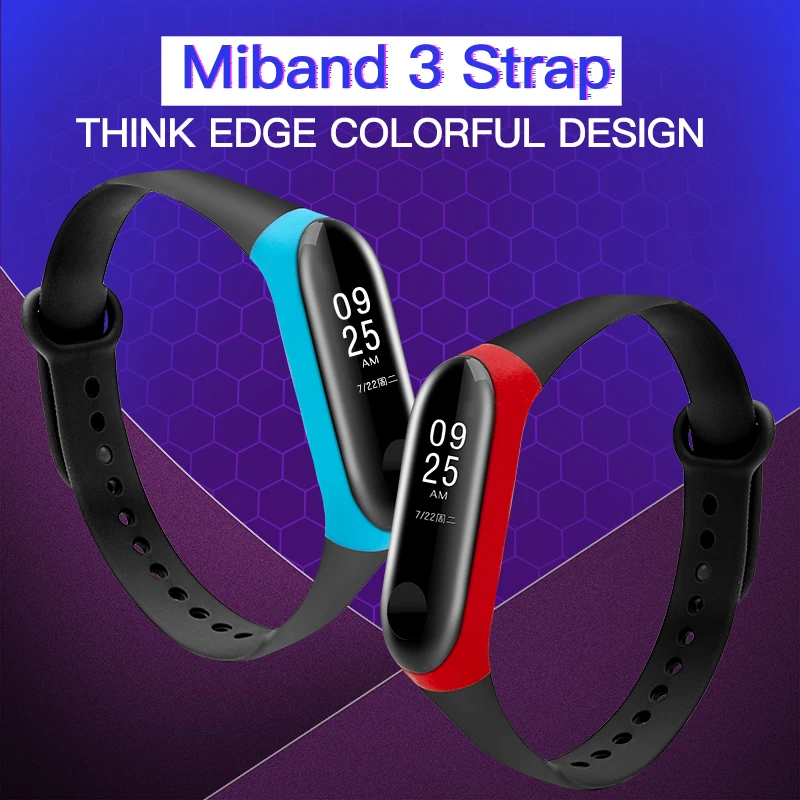 BOORUI mi band 3 ремешка двойной цвет mi band 3 Аксессуары pulseira mi band 3 сменный силиконовый ремешок для xiaomi mi3