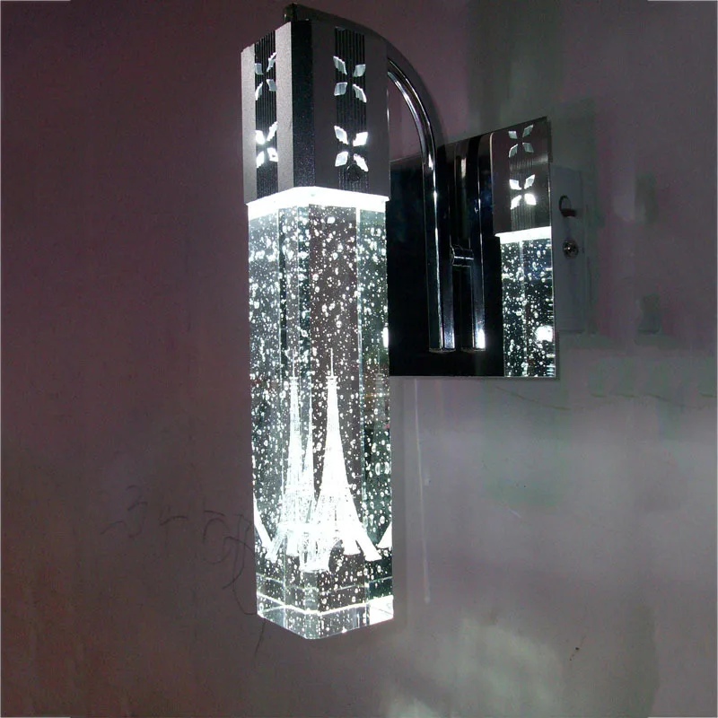 

Modern brief Paris tower in bubble crystal LED wall lamp home deco bedroom column aluminum wall sconce light fixture 110/240V