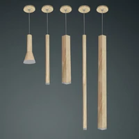 led wood grain pendant lamp dimmable lights kitchen island dining room shop bar counter decoration cylinder pipe hanging lamps