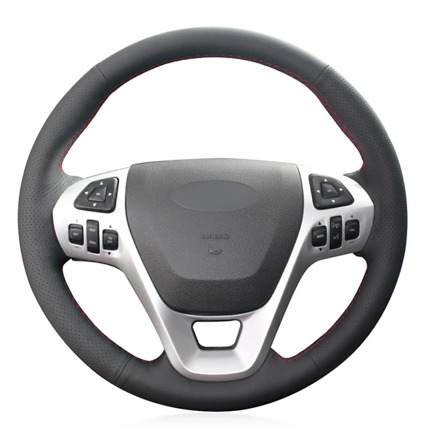 Черный PU искусственная кожа DIY Автомобильный руль Крышка для Ford Explorer 2011- Taurus 2013- Edge 2011- Flex 2013