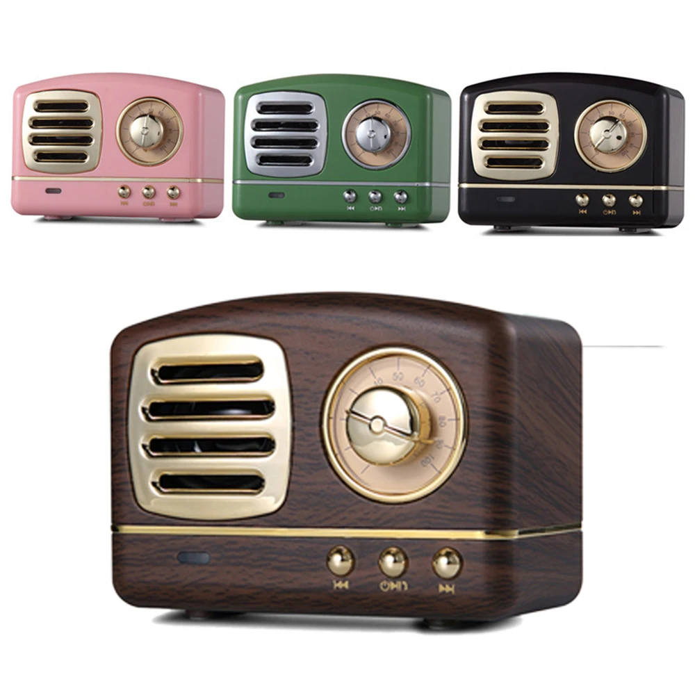 Портативная Hi Fi стерео Bluetooth колонка из сплава в ретро стиле звуковой короб FM