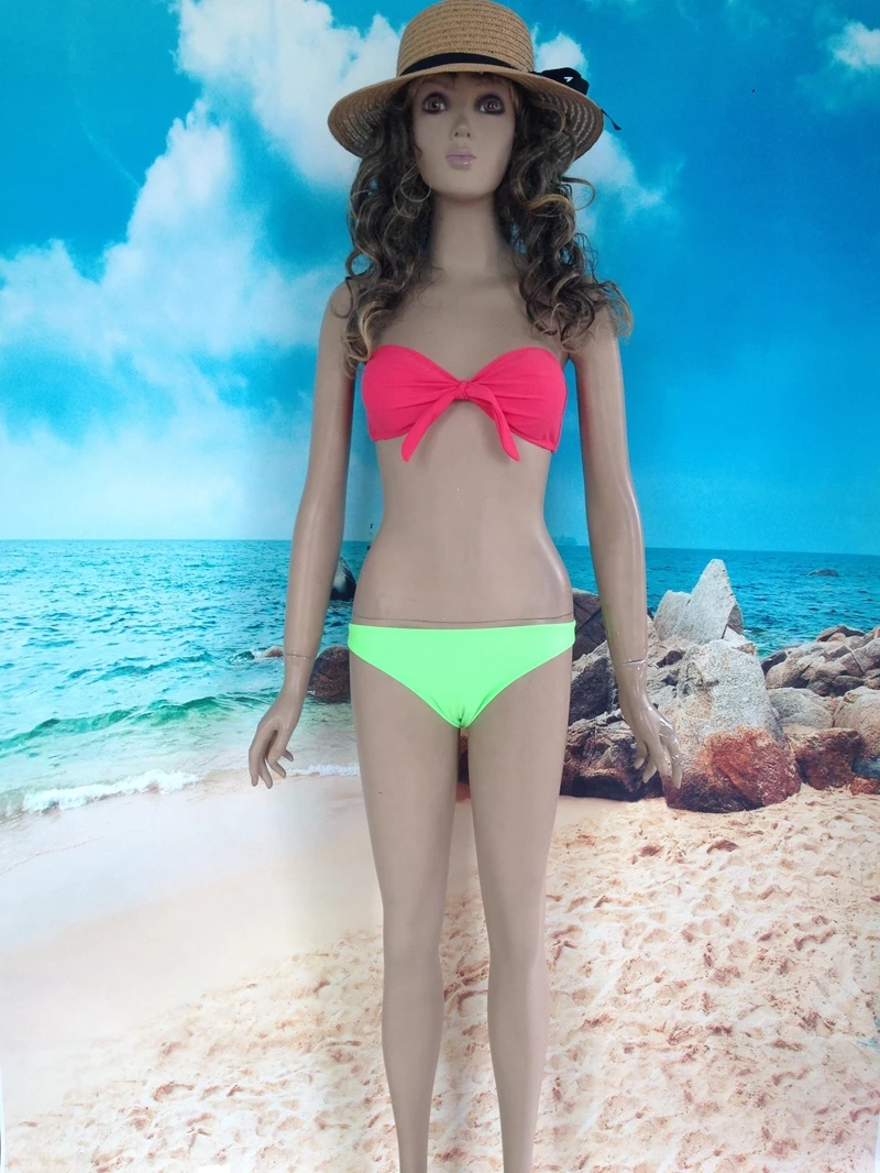 Lady's Gift Free Shipping Hot Sale Sexy Strapless Swimwear Women Form-flattering Bikini Padded Set 2 Colors 6H4346 S M L |