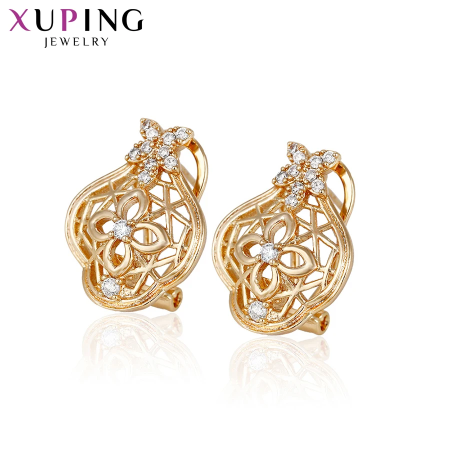 Xuping Модные полые серьги в форме цветов Позолоченные ювелирные изделия для женщин