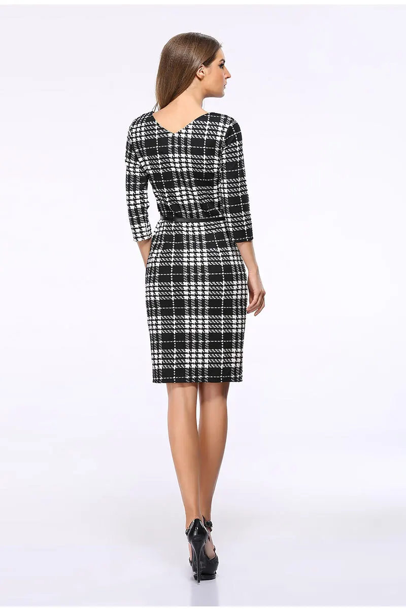 2016 большие Размеры Осень три четверти рукав Bodycon платье карандаша женские