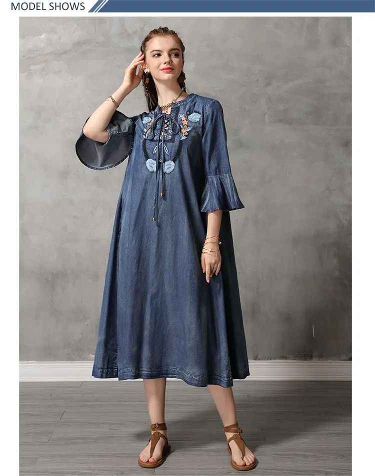 Летнее платье Yuzi. may Boho новые джинсовые женские платья с круглым вырезом без рукавов винтажный сарафан с вышивкой A82168 Vestidos