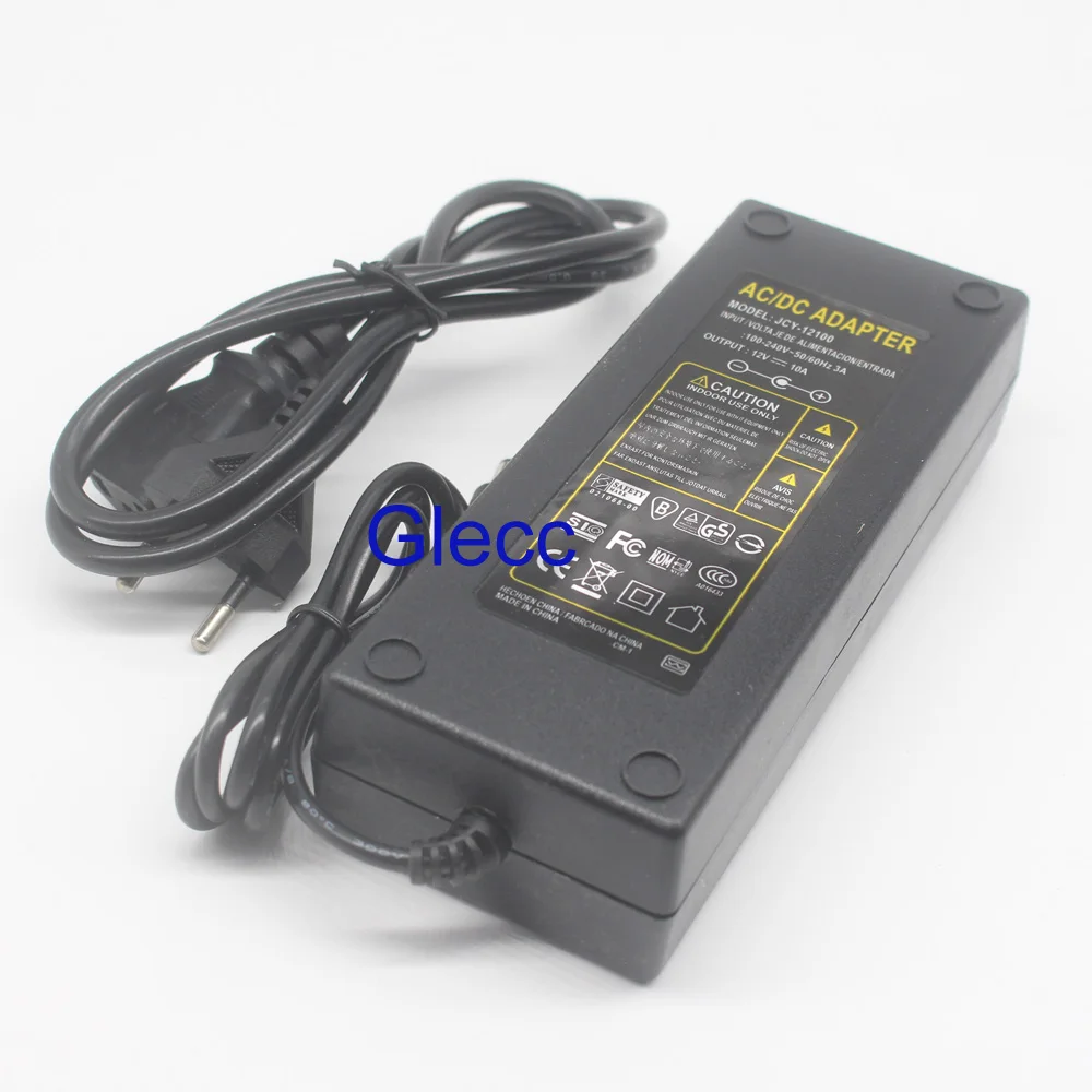 AC DC 12V 10A Питание 110 240V импульсный трансформатор Светодиодный драйвер адаптер +