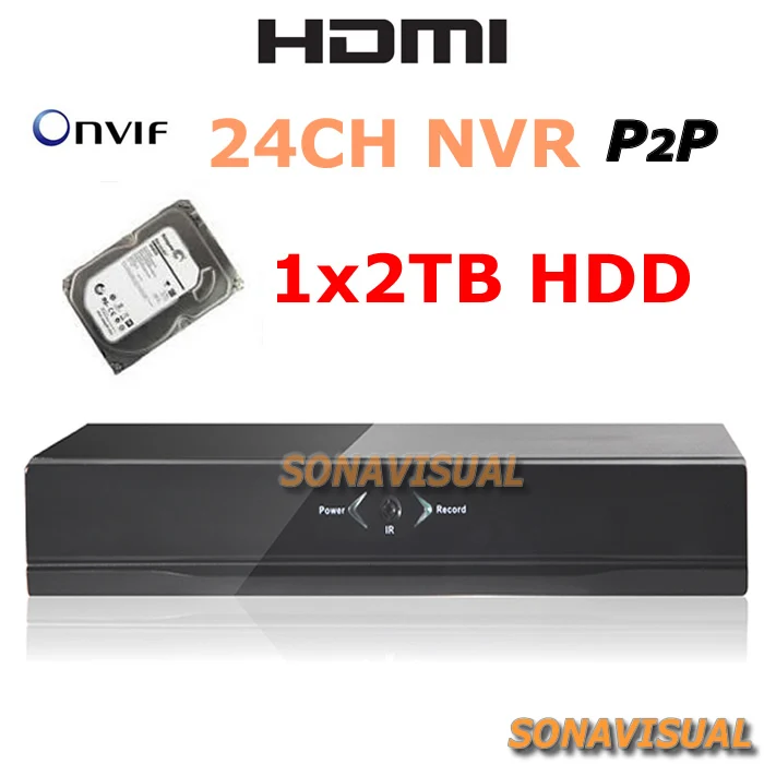 24ch NVR 2 ТБ Жесткий Диск Поддержка В Реальном Времени Видео 960 P/24ch 720 1080 P IP Camera Recorder