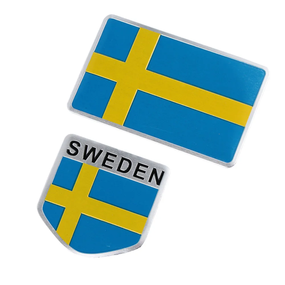 3D знак наклейка на автомобиль Алюминиевый флаг Швеции эмблема мотоцикла