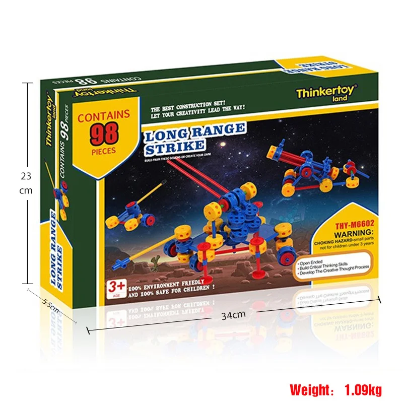 Thinkertoy Land 98 шт. военные Строительные блоки Набор кирпичей Танк пушка Модель Дети