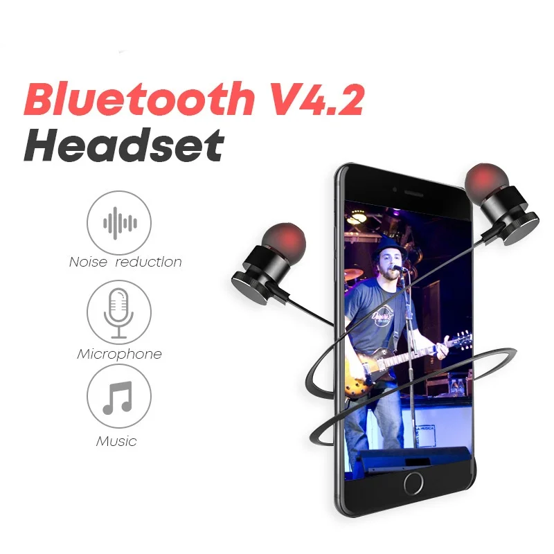 Bluetooth наушники магнитные Беспроводные спортивные для бега гарнитура BT 4 1 с
