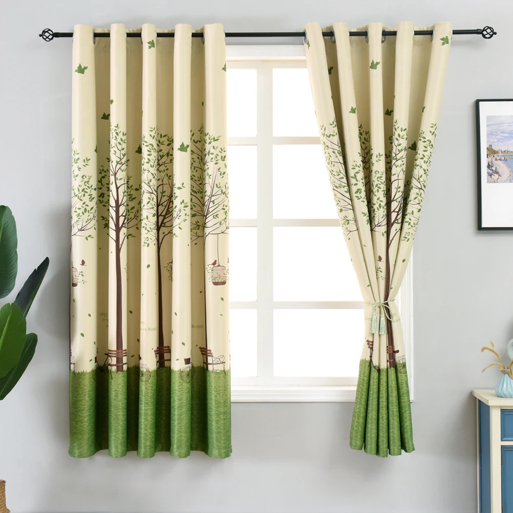 Короткие шторы с принтом птичьей клетки для спальни балкона драпировки кольцом